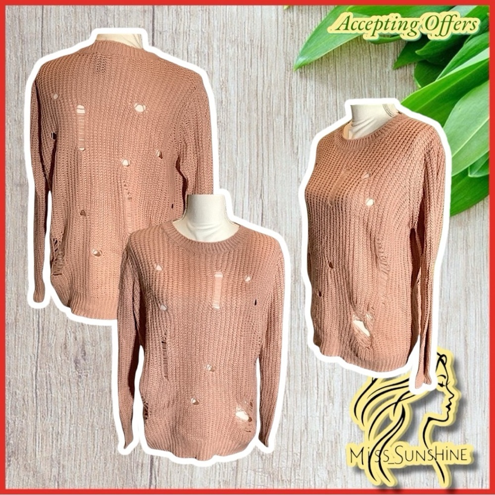Rue21 - Sz XS - distressed blush pink sweater